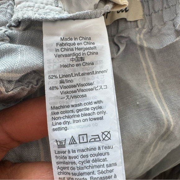Madewell Light Gray Striped Pants wide leg size S - Picture 7 of 9